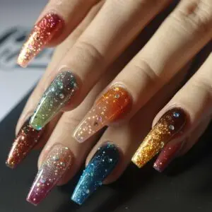 Idées de looks artistiques avec des gels pailletés : Créez des designs éblouissants